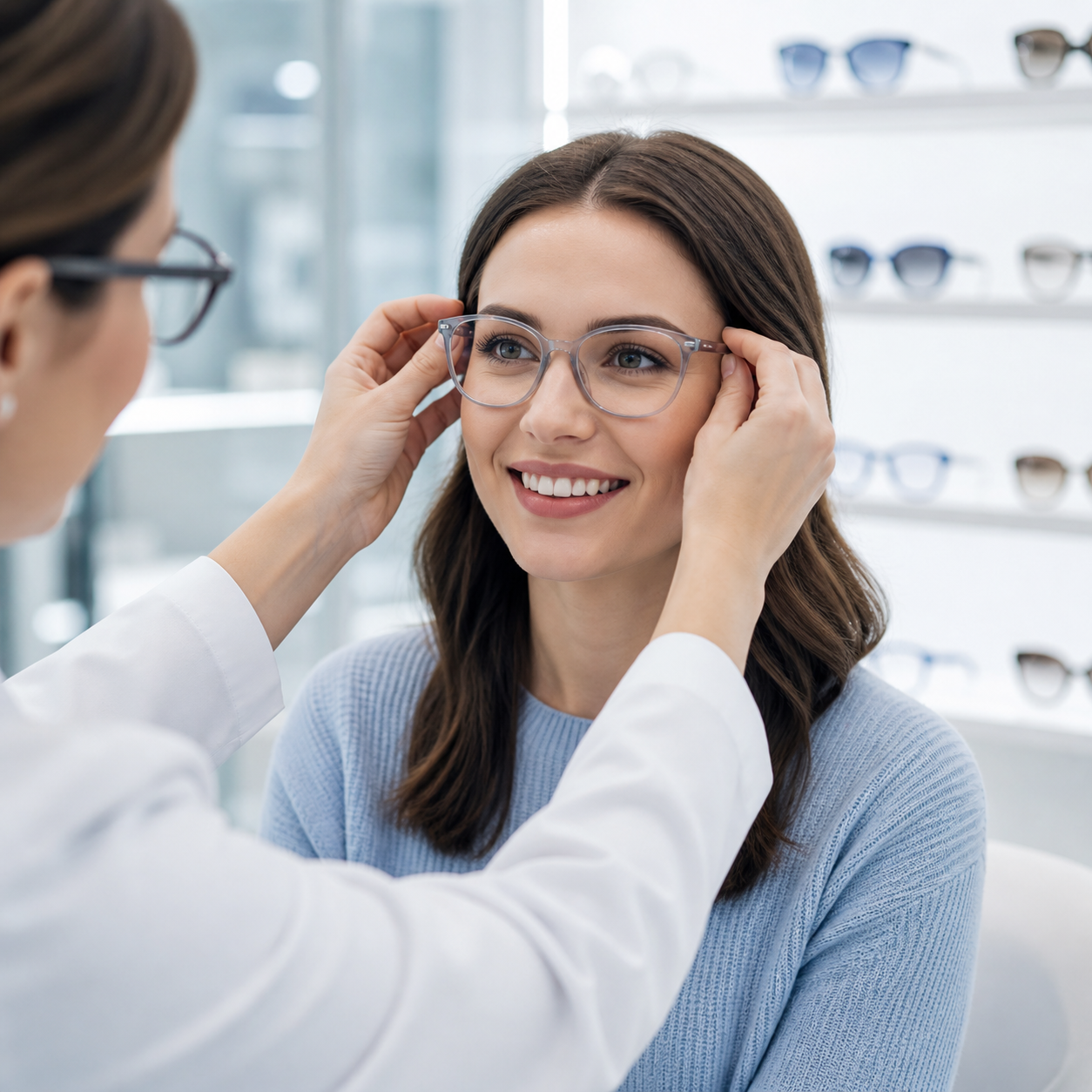 Optical professional fitting eyeglasses